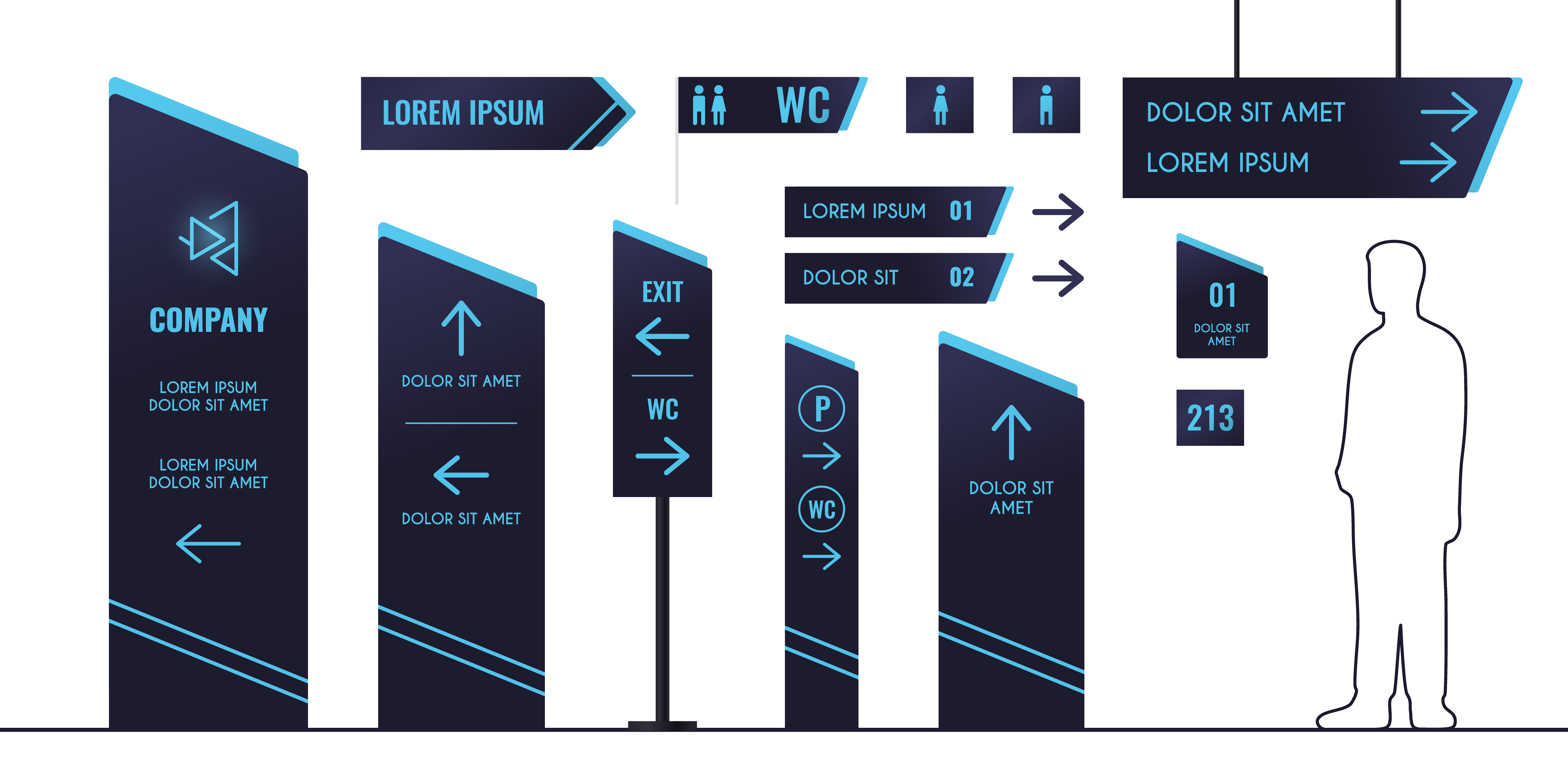 Office building interior signage set